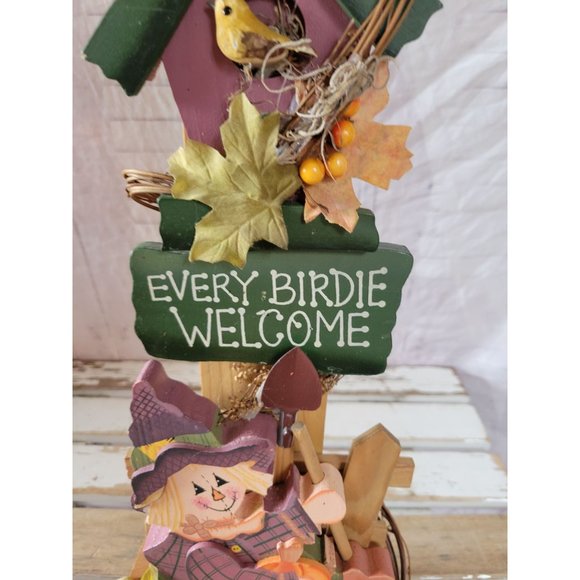 Halloween fall scarecrow country folk art birdhouse fall decor home kitchen - Picture 3 of 8